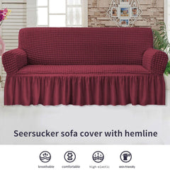 Ruffled Premium Bubble Sofa Cover MAROON