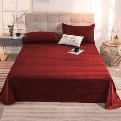 Velvet Bedsheet with 2 pillow covers-Maroon