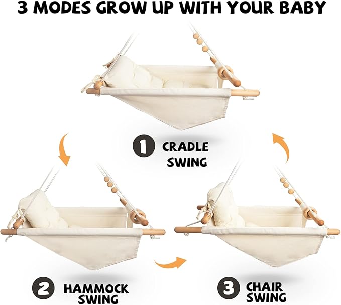 Tislly Baby Swing Outdoor and Indoor, Canvas Baby Hammock Swing for Infants to Toddler