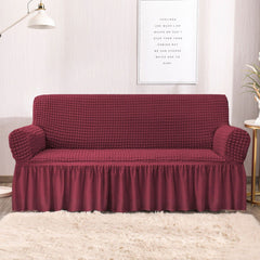 Ruffled Premium Bubble Sofa Cover MAROON