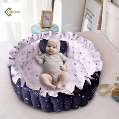 Baby Cot And Play Mat Round With Pillow AND 2 Neck Roll ( 4 Pieces Set )