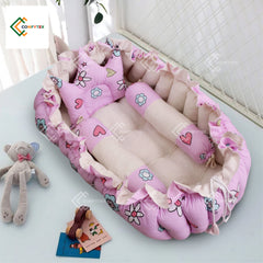 BABY NEST, Filled with Ball (PINK PRINTED ) In 100% Cotton