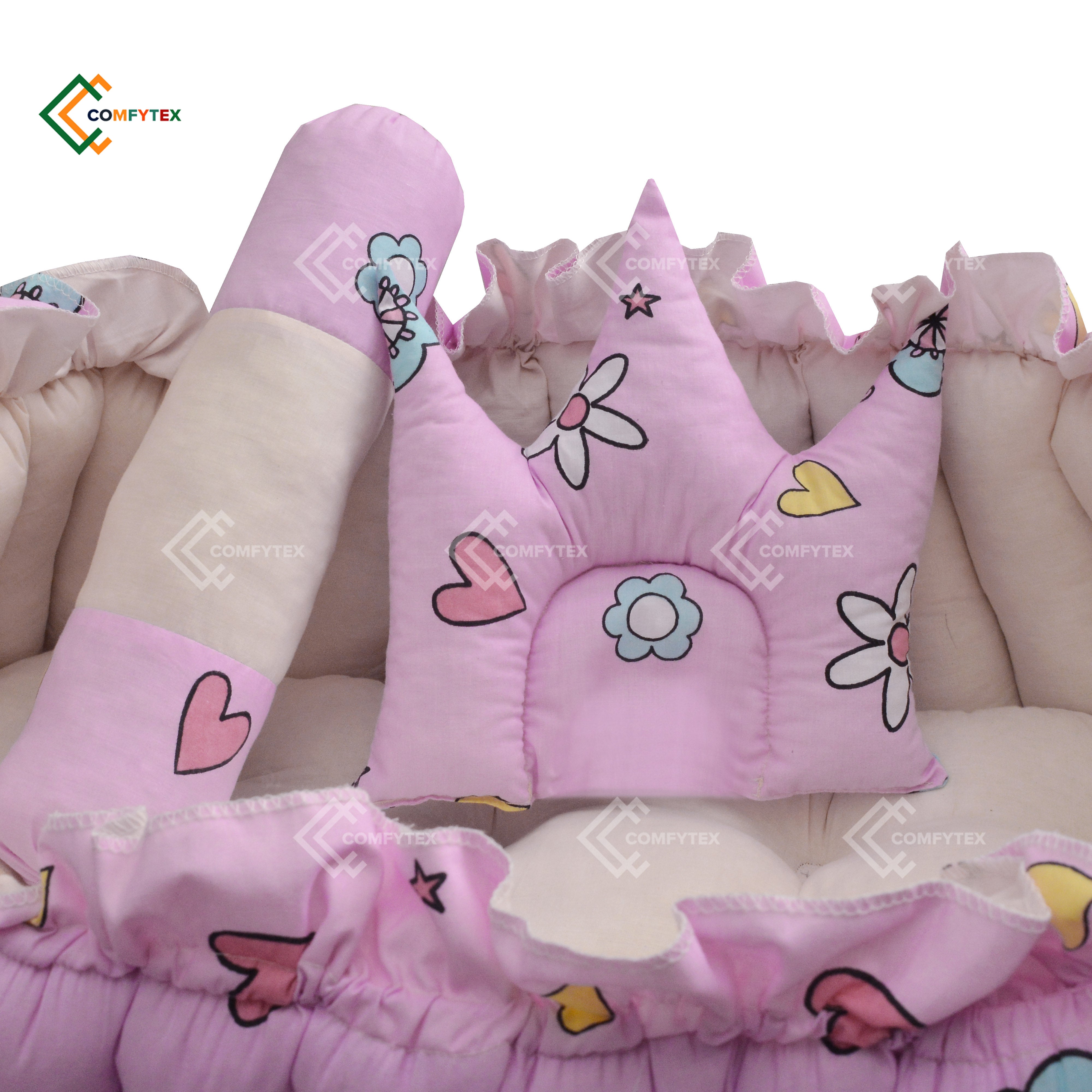 BABY NEST, Filled with Ball (PINK PRINTED ) In 100% Cotton