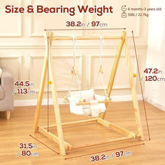 Wooden Swing Set for Toddlers 6-36 Months