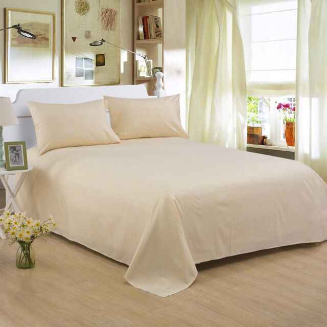 Cotton Plain Bed Sheet - 3 Pieces -