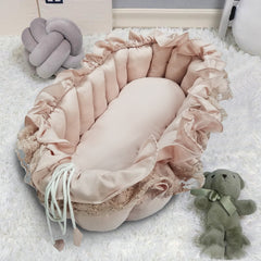 BIG BABY NEST, Filled with Ball Fiber ( PEACH ) In 100% Cotton