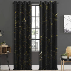 2 Piece Of Premium Velvet Sprinkle Curtain Black