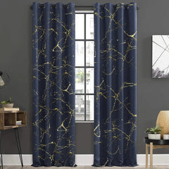 2 Piece Of Premium Velvet Sprinkle Curtain Navy