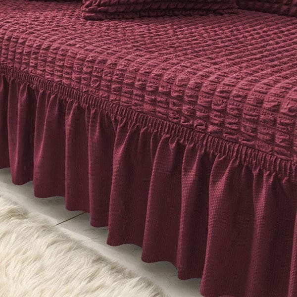 Ruffled Premium Bubble Sofa Cover MAROON