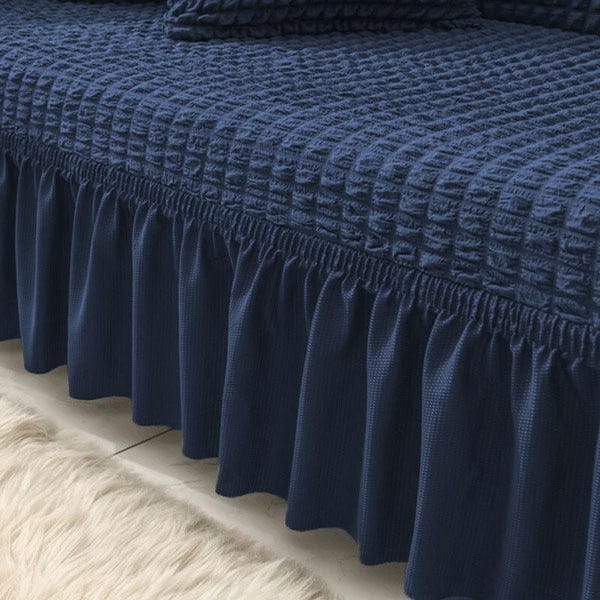 Ruffled Premium Bubble Sofa Cover BLUE