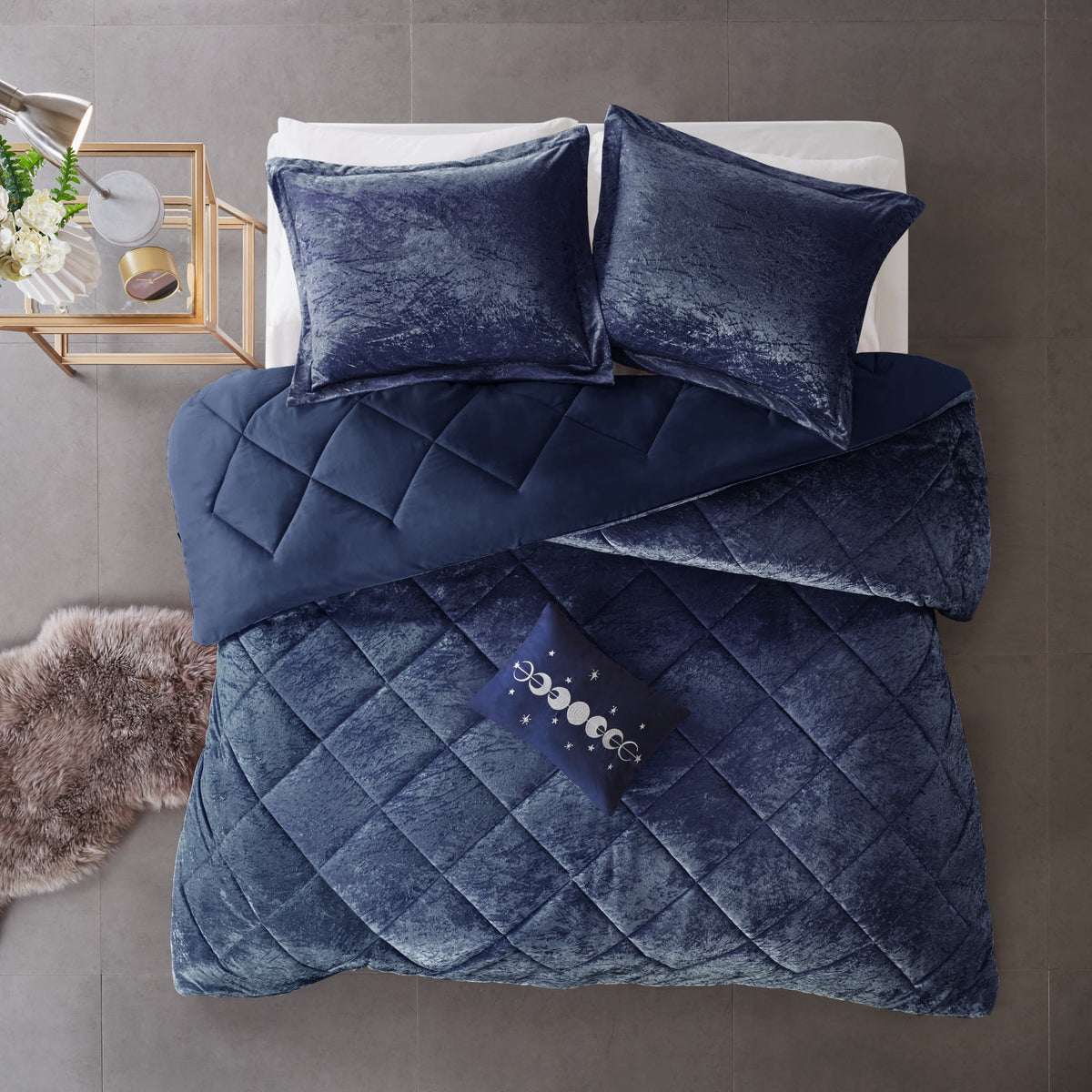 VELVET LUXURY CHIC COMFORTER SET BLUE