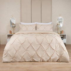 8 Pcs Diamond Pintuck Duvet Set Cream