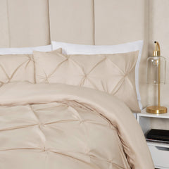 8 Pcs Diamond Pintuck Duvet Set Cream