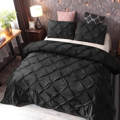 8 Pcs Diamond Pintuck Duvet set Black