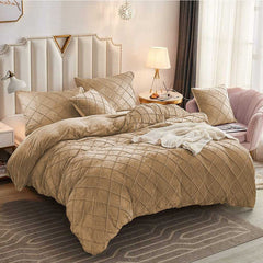 CROSS PLEATED DUVET COVER SET VELVET FABRIC