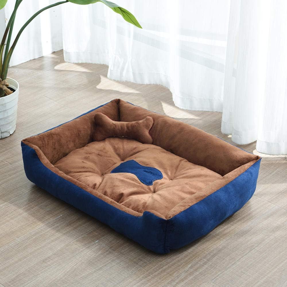 Super Soft Dog Beds Waterproof Bottom - Warm Bed For Dog & Cat - Brown and Navy