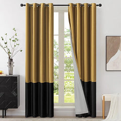 Gold & Black 
Luxury Velvet 2 tone Curtains