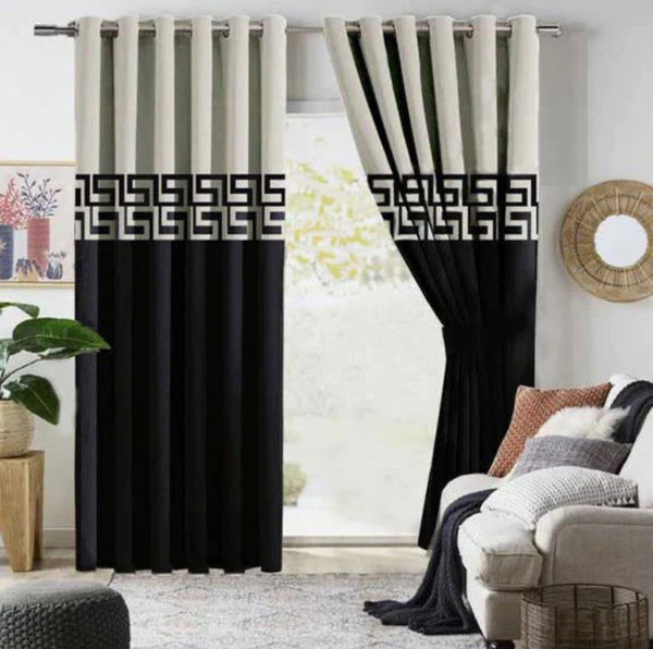 Creem& Black 
Luxury Velvet 2 tone Curtains