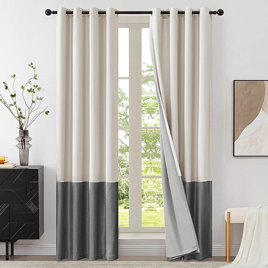 Creem& Gray
Luxury Velvet 2 tone Curtains