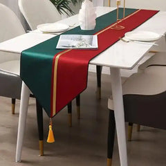 2 Color Velvet Table Runner ( Green / Maroon )