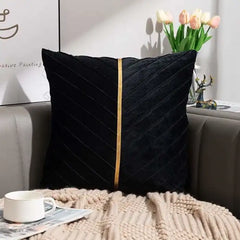 2 Pcs Velvet Decorative Cushions-Black