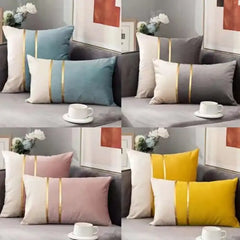 2 Pcs Velvet Luxury Cushion-Ivory & Blue