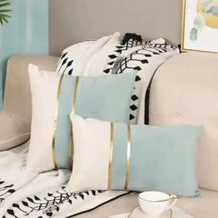 2 Pcs Velvet Luxury Cushion-Ivory & Blue