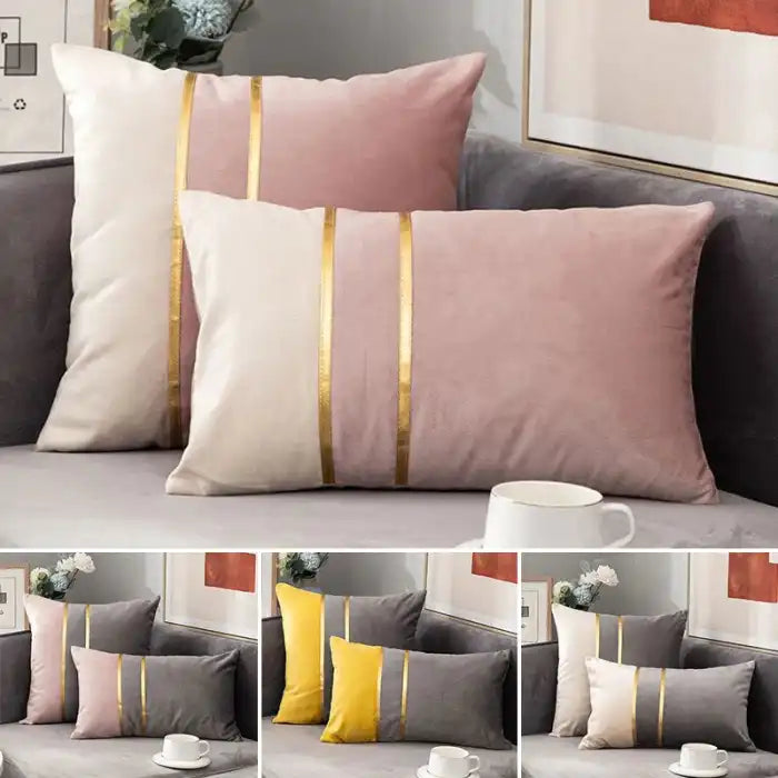 2 Pcs Velvet Luxury Cushion-Ivory & Pink