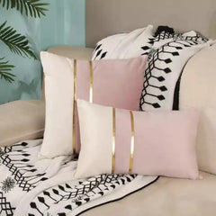 2 Pcs Velvet Luxury Cushion-Ivory & Pink