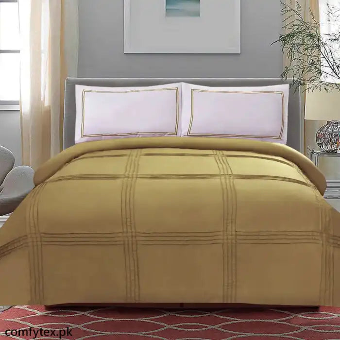 3 Pcs Luxury Baratta Pleated Duvet Set Beige