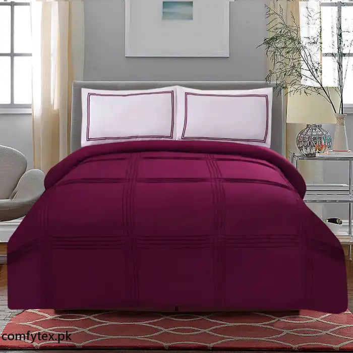 3 Pcs Luxury Baratta Pleated Duvet Set Violet