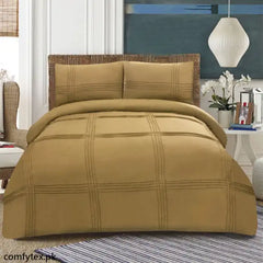 3 Pcs Pleated Duvet Set Beige