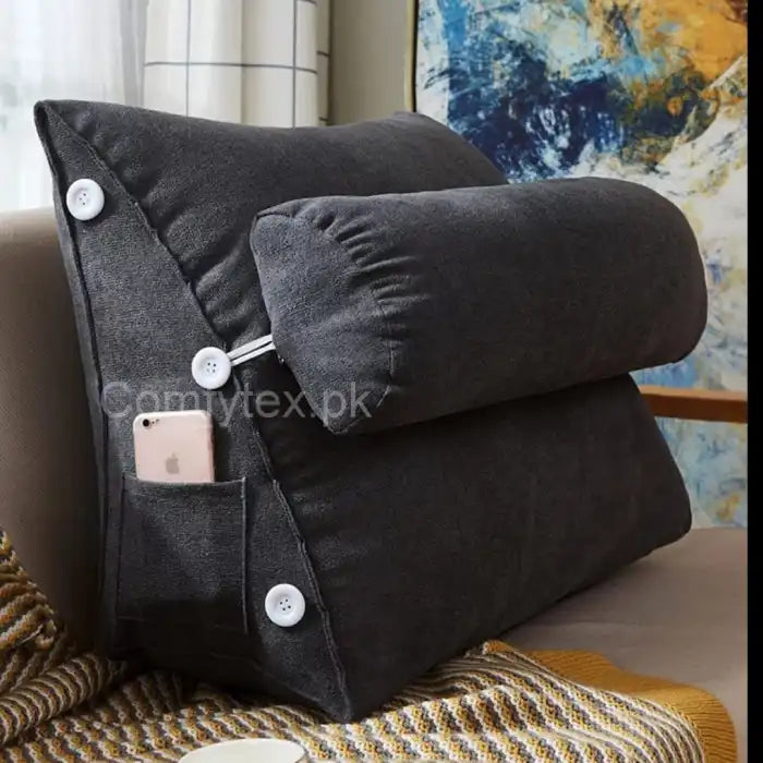 Adjustable Velvet Triangle Sofa Bed Cushion Black Pillow