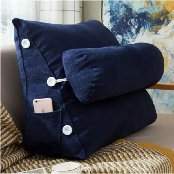 Adjustable Velvet Triangle Sofa Bed Cushion Blue Pillow