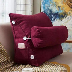 Adjustable Velvet Triangle Sofa Bed Cushion Maroon Pillow