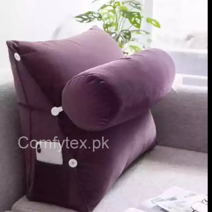 Adjustable Velvet Triangle Sofa Bed Cushion Plum Pillow