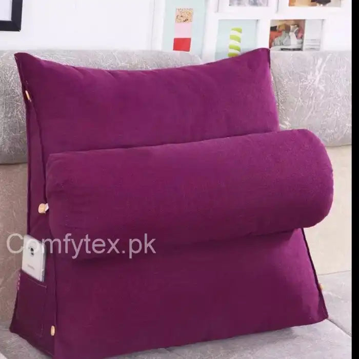 Adjustable Velvet Triangle Sofa Bed Cushion Purple Pillow