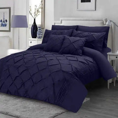 Beautiful 8 Pieces Diamond Navy Blue Duvet And Pillow Covers Set