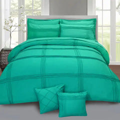 Beautiful 8 Pieces Plated Green Duvet And Pillow Covers Set