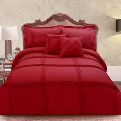 Beautiful 8 Pieces Plated Red Duvet And Pillow Covers Set