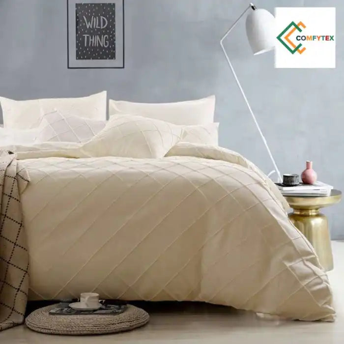 Cross Pleated Duvet Set -Bige