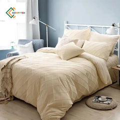 Cross Pleated Duvet Set -Bige