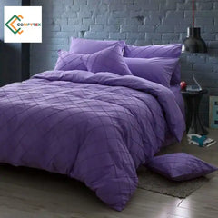 Cross Pleated Duvet Set - Purple