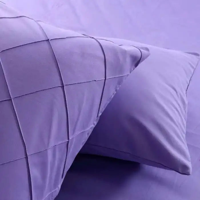 Cross Pleated Duvet Set - Purple