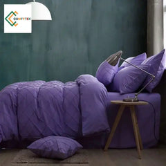 Cross Pleated Duvet Set - Purple