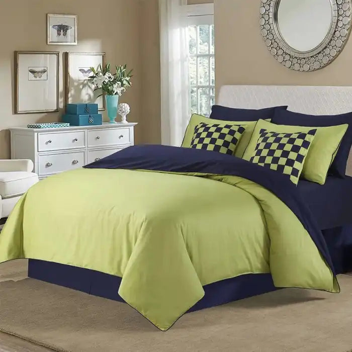 Embellish Horizontal Pleats Duvet Set Yellow Black Bedding