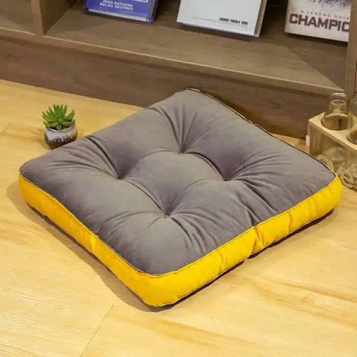 Floor Sitting Cushion Pillow Yoga Gray Yellow Cushions