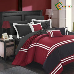 Grey & Black Stripe Border 8 Piece Set