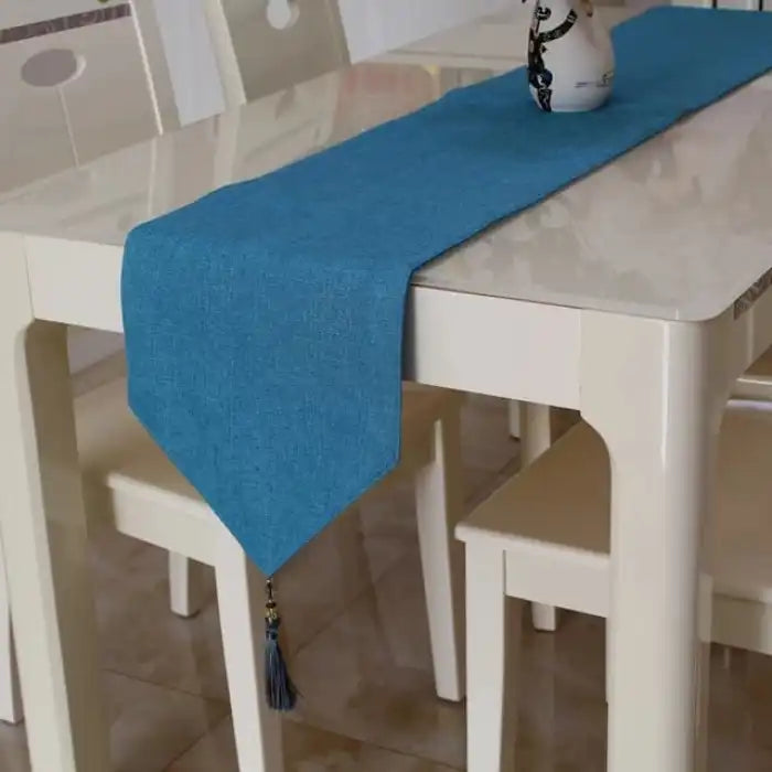 Jute Table Runner Sky Blue Kitchen