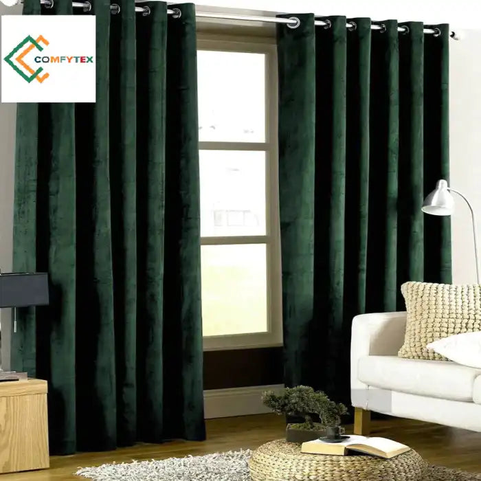 Pack Of 1 Plain Dyed Velvet Eyelet Curtain. Curtains